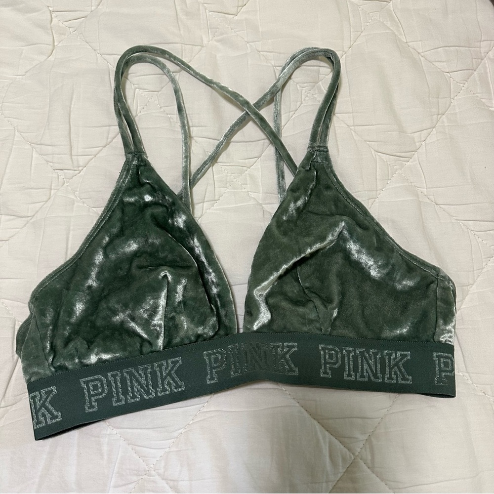 PINK Victoria's Secret Velvet Bralette in Green